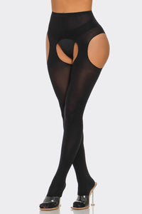 BeWicked Cotton Peekaboo Tights Bold Cheeky Crotchless