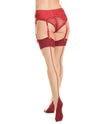 Coquette Cuban Heel Sheer Thigh High Stockings w/Back Seam