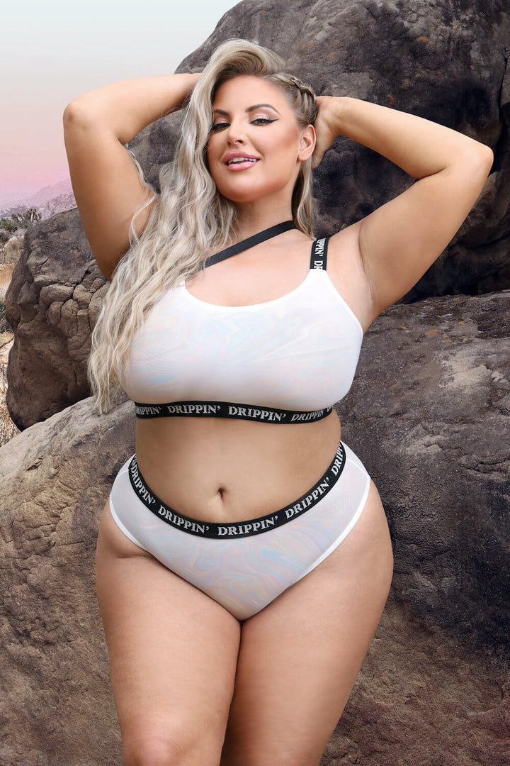 Fantasy Curve Vibes Drippin' One-Shoulder Bra & Cheeky Panty Set