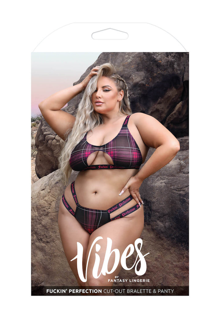 Curve Vibes F*ckin' Perfection Cutout Bralette & Panty Set-Fantasy Lingerie-Rebel Romance