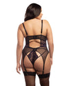 Oh la la Cheri Curvy Demi Padded Shelf Cup Merrywidow & Panty Black/Heliotrope-Rebel Romance