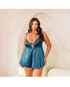 Oh la la Cheri Curvy Diana Satin & Lace Babydoll Reflecting Pond-Rebel Romance