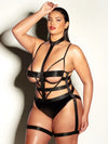 Oh la la Cheri Curvy Lethal Peek-A-Boo Harness Teddy Black-Rebel Romance