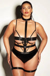 Oh la la Cheri Curvy Lethal Peek-A-Boo Harness Teddy Black-Rebel Romance