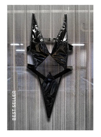 Oh la la Cheri Curvy Limitless Teddy Vinyl Black-Rebel Romance