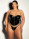 Oh la la Cheri Curvy Rider Bustier Bra Set Zipper Front Vinyl Black-Rebel Romance