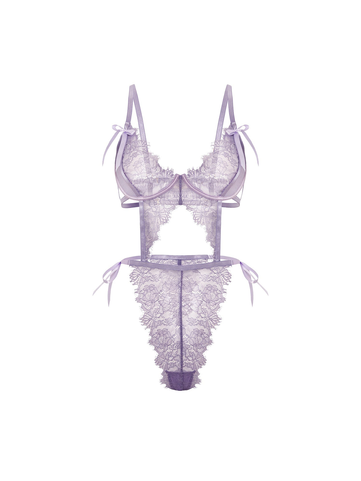 Dahlyia Unlined Underwire Lace Teddy Purple Haze