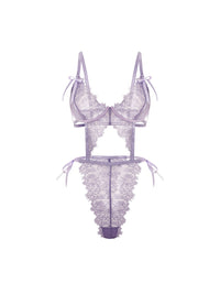 Oh la la Cheri Dahlyia Unlined Underwire Lace Teddy Purple Haze
