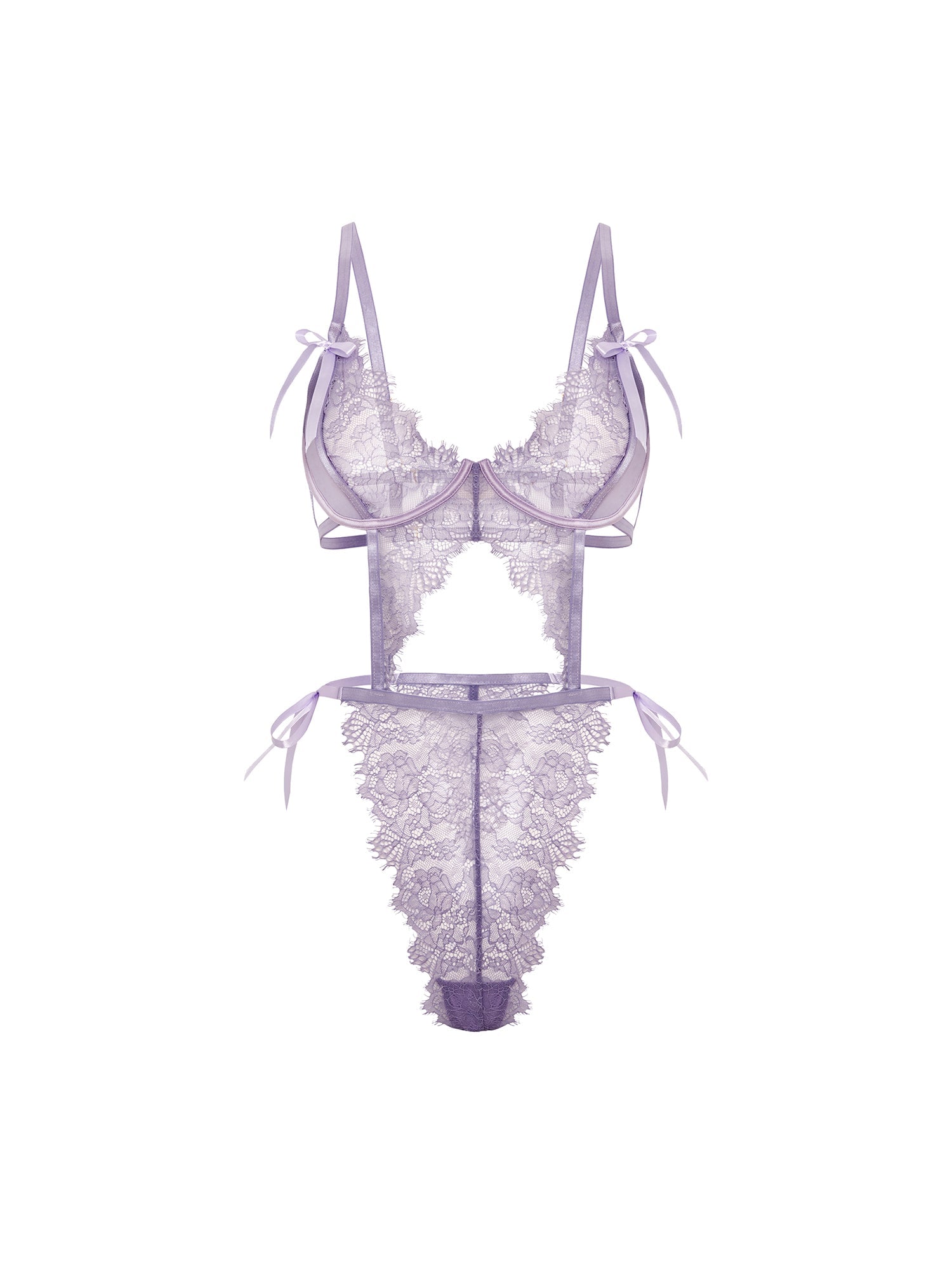 Oh la la Cheri Dahlyia Unlined Underwire Lace Teddy Purple Haze