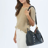 Hammitt Daniel Lrg Leather Tote Bag Black/Brushed Gold Red Zip-Rebel Romance