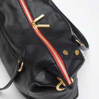 Hammitt Daniel Lrg Leather Tote Bag Black/Brushed Gold Red Zip-Rebel Romance