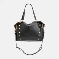 Hammitt Daniel Lrg Leather Tote Bag Black/Brushed Gold Red Zip-Rebel Romance