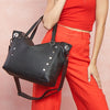 Hammitt Daniel Lrg Leather Tote Bag Black/Gunmetal-Rebel Romance