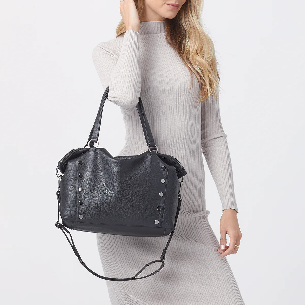 Hammitt Daniel Lrg Leather Tote Bag Black/Gunmetal-Rebel Romance