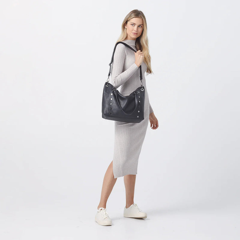 Hammitt Daniel Lrg Leather Tote Bag Black/Gunmetal-Rebel Romance