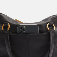 Hammitt Daniel Med Leather Satchel Bag Black/Brushed Gold Red Zip-Rebel Romance