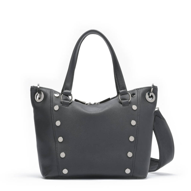 Hammitt Daniel Med Leather Satchel Bag Black/Gunmetal-Rebel Romance