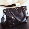 Hammitt Daniel Med Leather Satchel Bag Black/Gunmetal-Rebel Romance