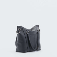 Hammitt Daniel Med Leather Satchel Bag Black/Gunmetal-Rebel Romance