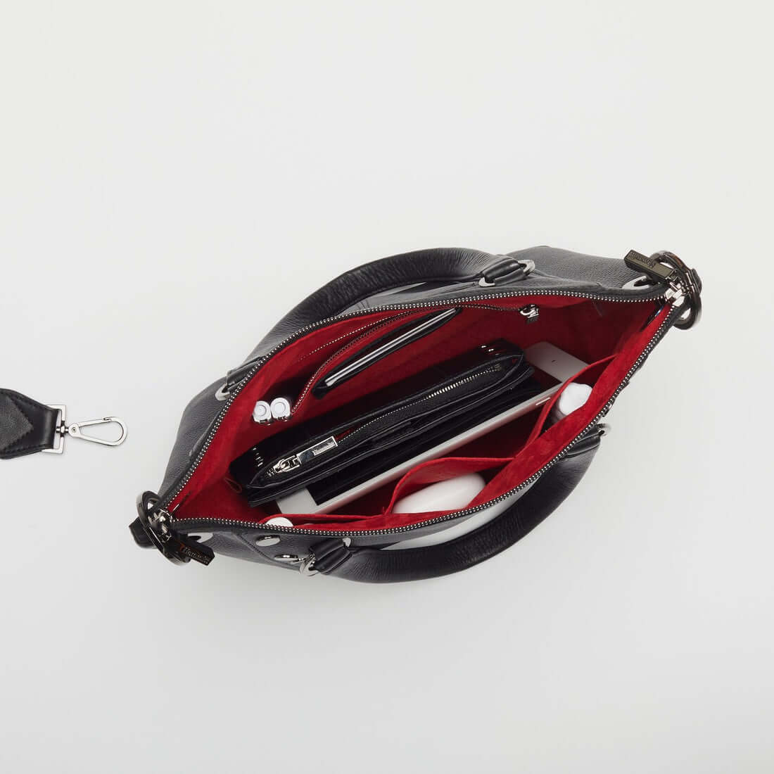 Hammitt Daniel Med Leather Satchel Bag Black/Gunmetal-Rebel Romance