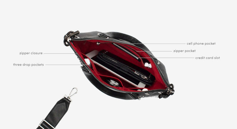 Hammitt Daniel Med Leather Satchel Bag Black/Gunmetal-Rebel Romance