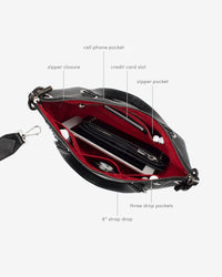 Hammitt Daniel Med Leather Satchel Bag Black/Gunmetal-Rebel Romance