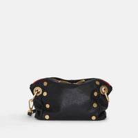 Hammitt Daniel Sml Leather Crossbody Clutch Bag Black/Brushed Gold Red Zip-Rebel Romance