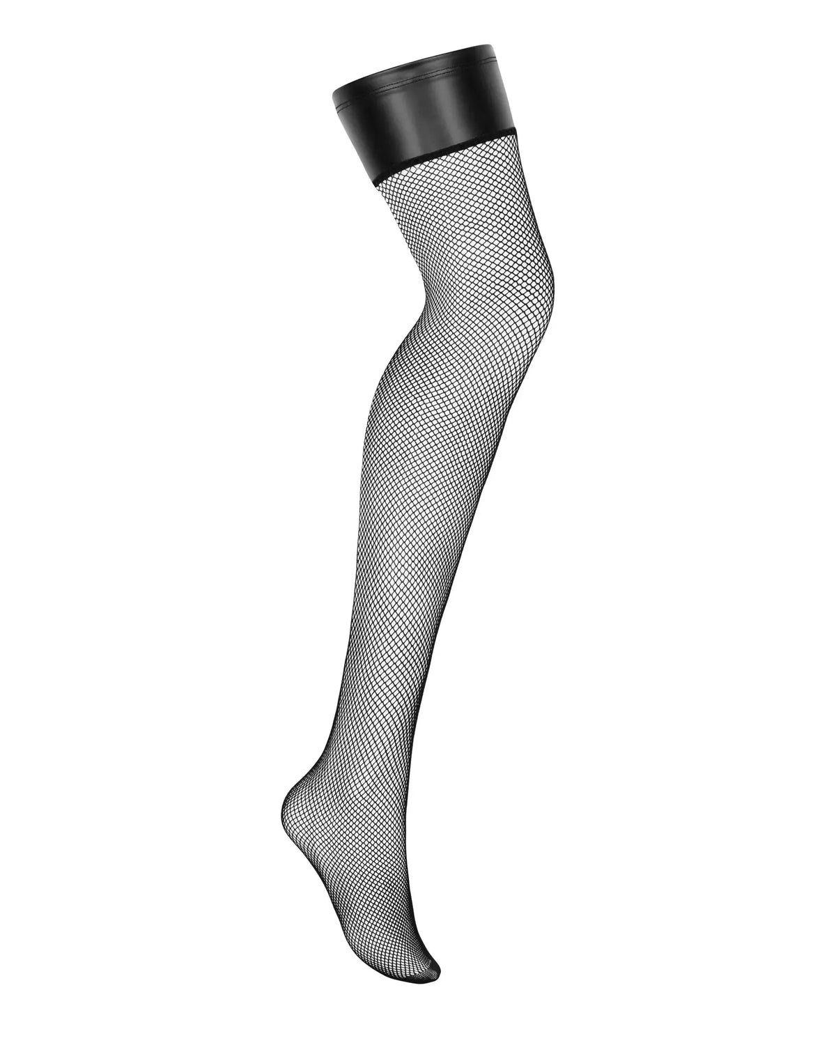 Darkessia black fishnet stockings with glossy thigh band for a spicy look.