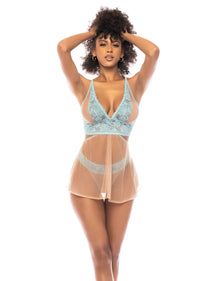 Mapale Daydream Abilene Sheer 2 in 1 Babydoll Lace Bra Set Blue