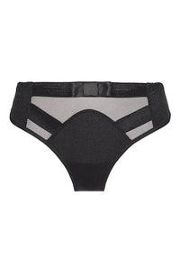 Axami Deco Shimmer Bikini Briefs: black shimmering material, delicate tulle, and a charming big bow.