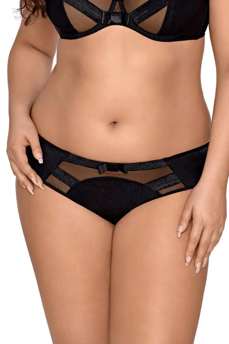Axami Deco Shimmer Bikini Briefs: black shimmering material, delicate tulle, and a charming big bow.