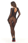 Rene Rofe Split Up Lace Bodystocking Black