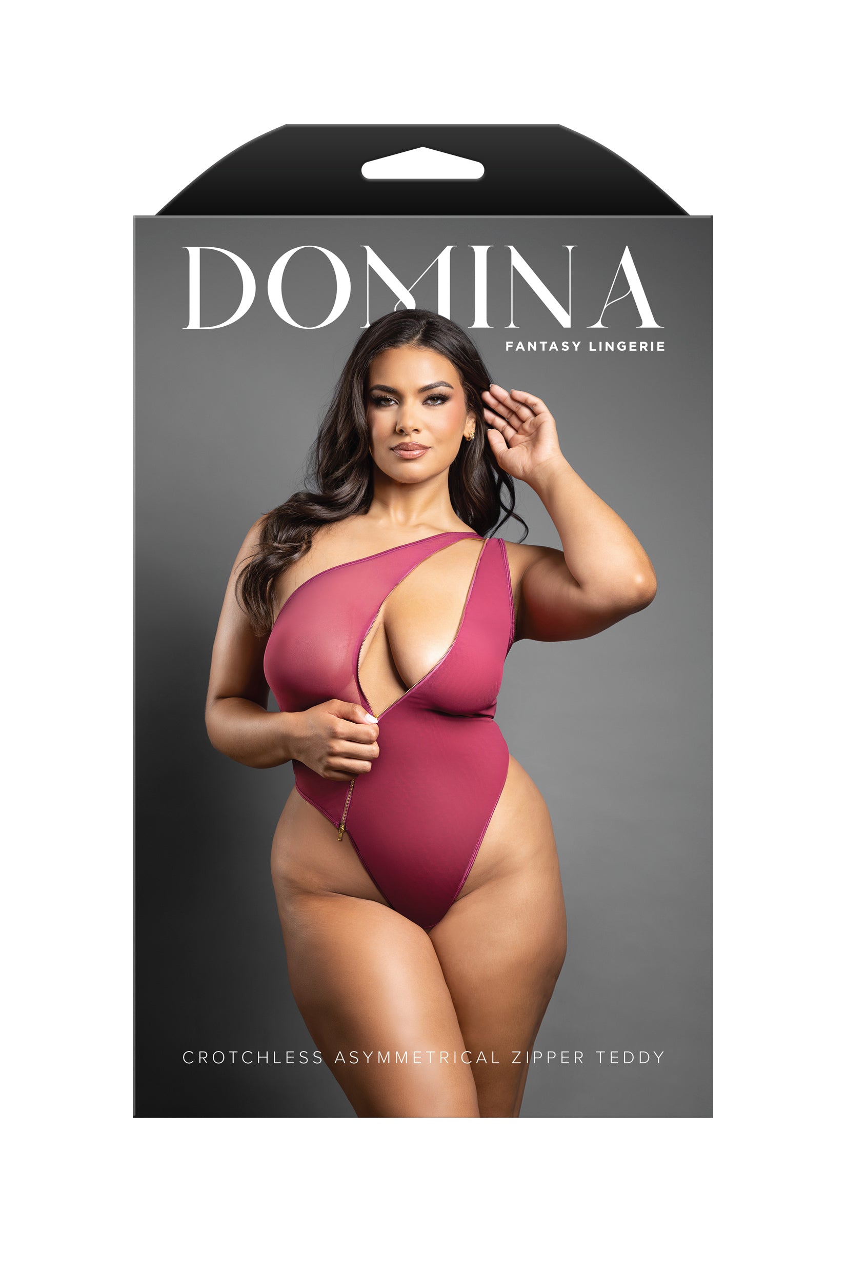 Fantasy Lingerie Domina Crotchless Asymmetrical Zipper Teddy