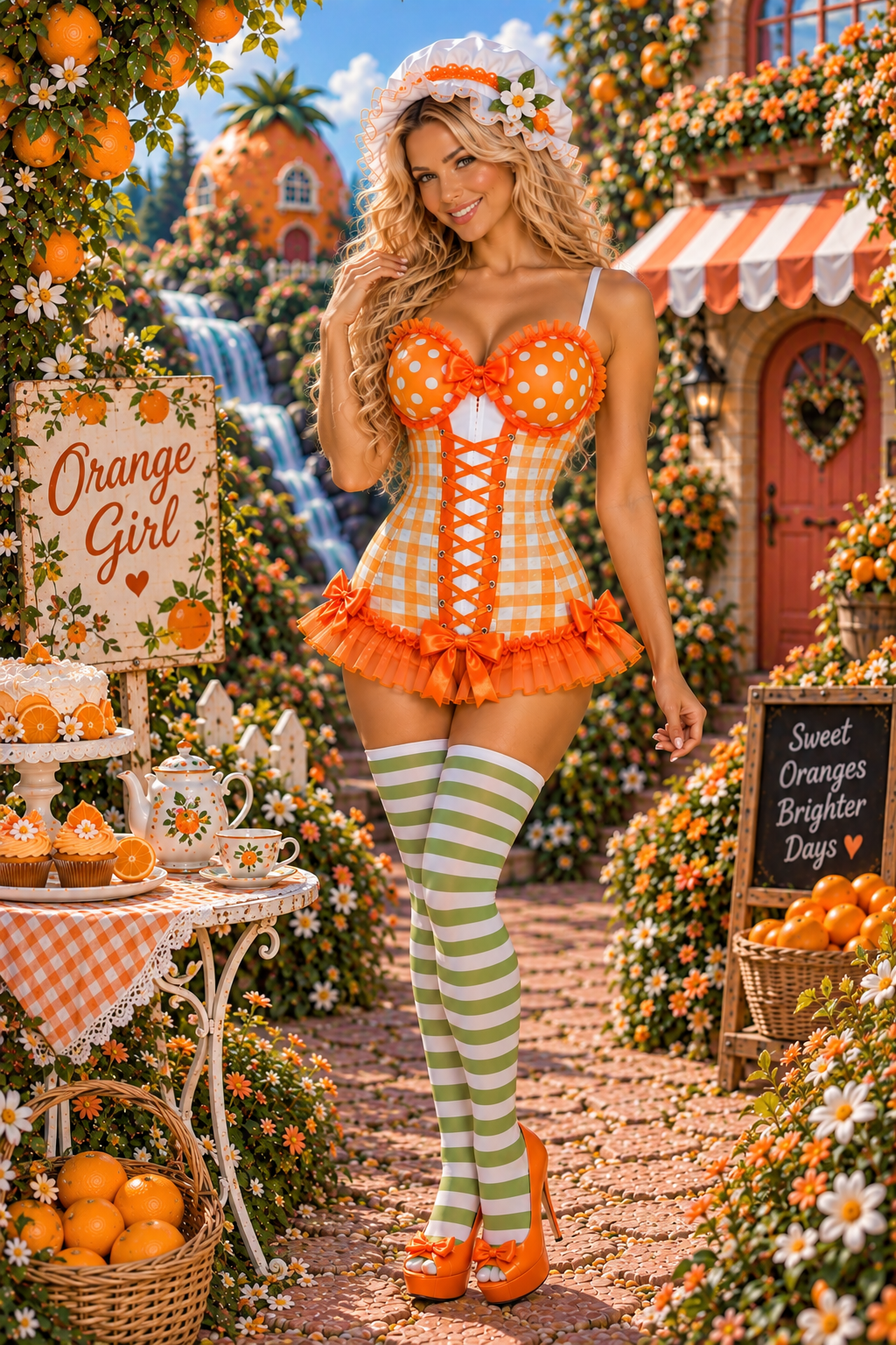 Lavish Orange Ruffle Sweetheart Bustier Corset