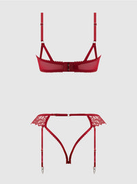 House of Desire Eden Embroidered Lace Bra and Backless Hipster Set