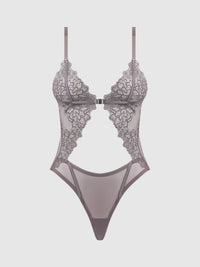 House of Desire Eden Embroidered Lace Wirefree Teddy