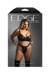 Fantasy Edge Queen Quilted Wetlook Mesh Bra Crotchless Panty Set Black