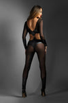Fantasy Edge Wetlook and Mesh Catsuit Black