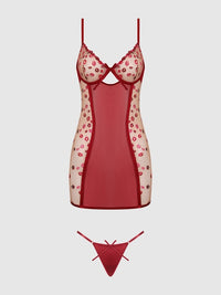 House of Desire Angelina Chemise Slip Kiss Embroidery