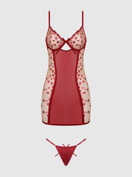 House of Desire Angelina Chemise Slip Kiss Embroidery