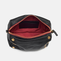 Hammitt Evan Crossbody Leather Handbag Black/Brushed Gold Red Zip-Rebel Romance