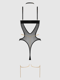 House of Desire Evangeline Satin & Chain Halter Teddy