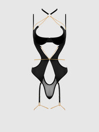House of Desire Evangeline Satin & Chain Halter Teddy