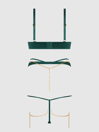 House of Desire Evangeline Satin & Chain Push Up Bra Set