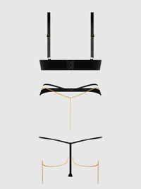 House of Desire Evangeline Satin & Chain Push Up Bra Set