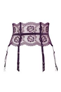 Dita Von Teese Evelina High Waisted Suspender Belt Aubergine