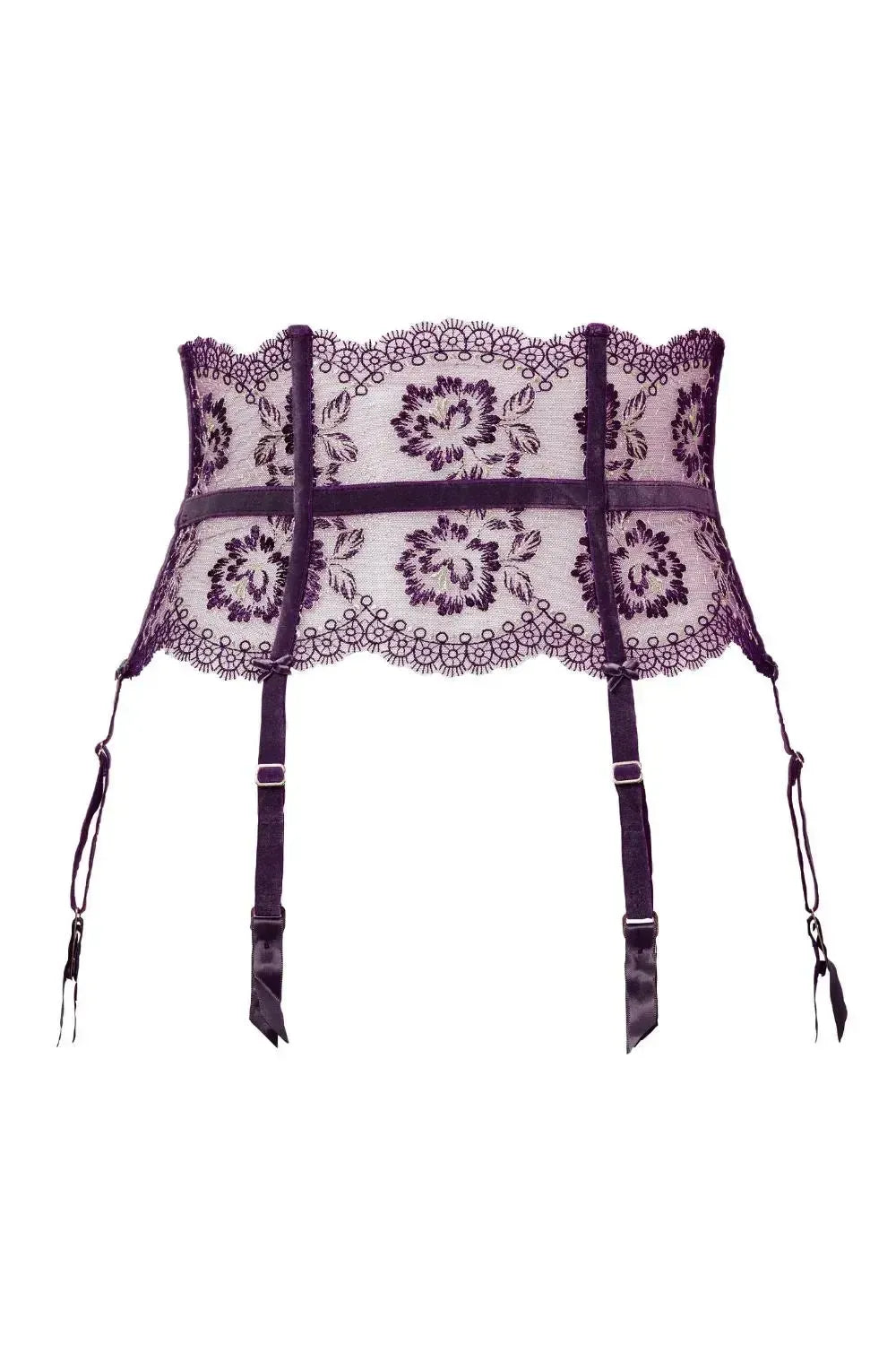 Dita Von Teese Evelina High Waisted Suspender Belt Aubergine