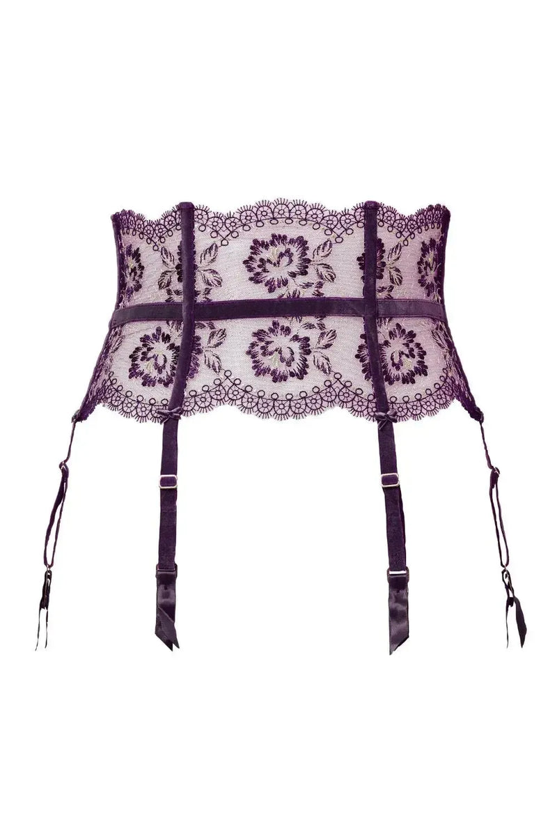Dita Von Teese Evelina High Waisted Suspender Belt Aubergine