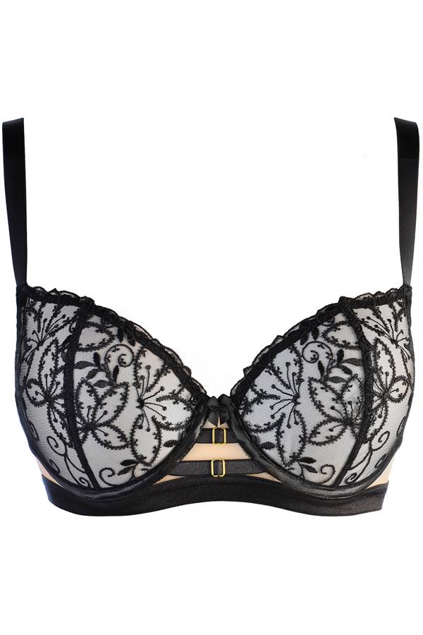 Axami 10551 Sheer Embroidery Unlined Bra Black Angel-Rebel Romance