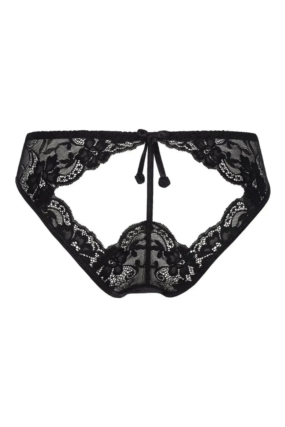 Black Axami Fantasy Lace Ouvert Bikini briefs with a sexy open back design.